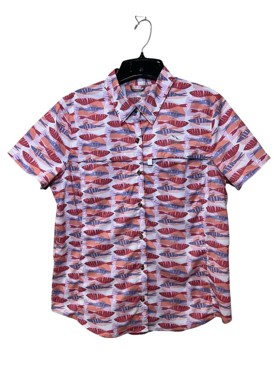 L.L. Bean Tops - L.L. Bean Shirt Tropicwear Womens Button Up Short Sleeve Vented Fish Print M